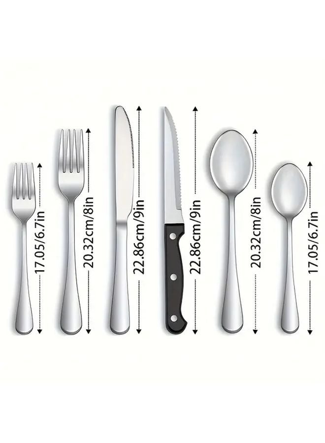 24 Piece Thickened Stainless Steel Cutlery Set Mirror Polished Dishwasher Safe - Image 3